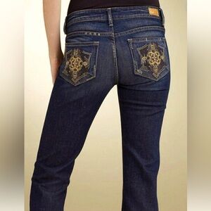 Paige Melrose Straight Leg Boho Embroidered Pocket Jeans size 28